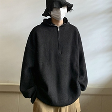 数据好现货连帽男宽松毛衣慵懒风半拉链毛衣M3611-P65，男装针织衫/毛衣，星座1212