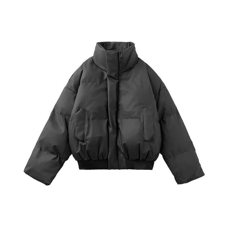 现货5W件冬季三防重磅硬挺boxy短款羽绒立领PU皮棉衣外套加厚棉服,男装棉衣,电商A486-1