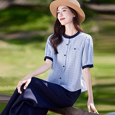 时尚休闲气质衬衫套装女2025夏新款宽松减龄显瘦亚麻阔腿裤两件套，女装套装/套裙，靓衣阁