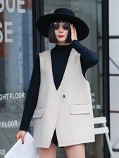 2022新款韩版时尚大版后开衩百搭羊毛双面呢马甲，女装马甲，L·H·X