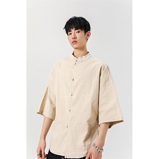 8XL-M风大码夏短袖衬衫男外套棉麻七分袖上衣CS505P60控78，男装衬衫，电商D206-1