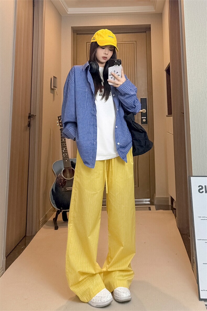 竖条纹休闲裤C7098-TP3568欧美高街设计感速干裤直筒长裤男,男装休闲裤,电商A102