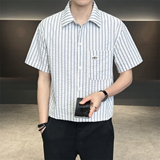 条纹衬衫男短袖夏档口大货帅气衬衣C317-C803-P50，男装衬衫，电商C317