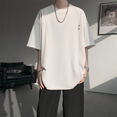 超大码金属标手工设计肌理感短袖T恤8XL-M垂感冰丝半袖DX1220/P38，男装T恤，电商B238