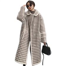 大货2021高点击气质千鸟格大衣衣浙宝163-2010，女装毛呢外套，拾菱