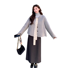 现货双面羊毛呢主推款蕾丝蝴蝶结羊毛女士短外套，女装毛呢外套，SL