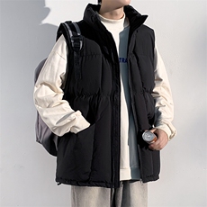 GENIOLAMODE美式黑色坎肩棉马甲男士秋冬新款宽松保暖坎肩外套潮，男装背心/马甲，电商A001-1