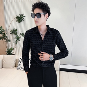 301A-1/H502/P55 男士秋季新款韩版修身纯色长袖衬衫男工艺款衬衣图片