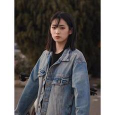 网络图现货美式高街复线设计感牛仔新款做旧情侣外套JJ57-P85，女装短外套，星座715-7