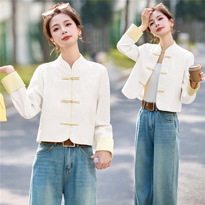 2026年春季新中式提花盘扣设计气质感时尚潮流外套，女装短外套，芭米依尚
