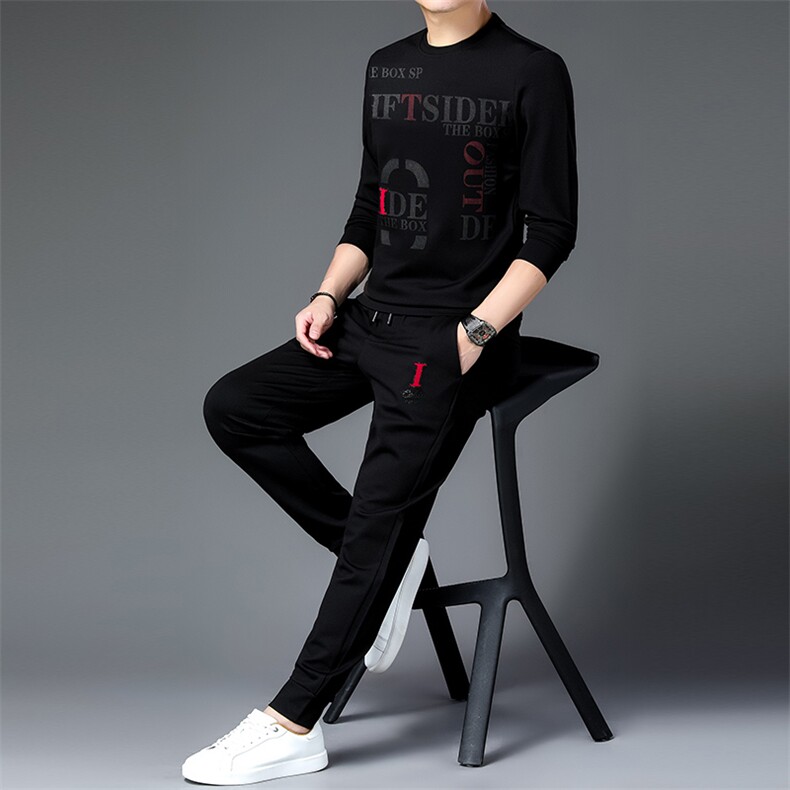 2023春秋季套装中年人爸爸装休闲两件套商务长袖圆领卫衣男上衣服，男装休闲套装，电商B212（原钱塘6029）