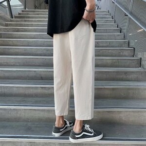 新款夏季男士韩版九分休闲裤港风潮流薄款宽松棉麻男裤潮G25-P35，男装休闲裤，星座1008