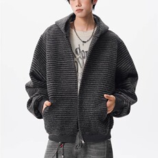 【004】条纹连帽卫衣外套男女款穿搭开衫宽松A079-Y707-P55，女装短外套，电商A079