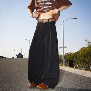 高品质西装裤男高级感痞帅宽松韩版西裤弯刀裤松紧带休闲裤子 P55图片