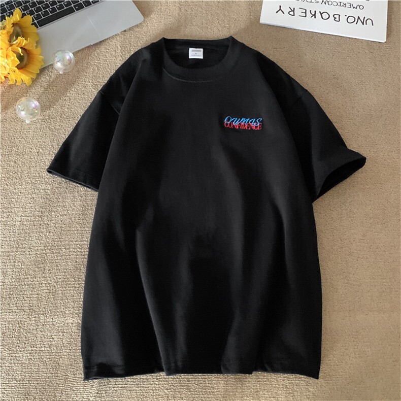 得物抖音供货300克双纱纯棉字母绣花短袖T恤A158-T2539-P28,男装T恤,电商A158