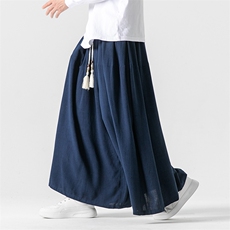 秋装新款大码风棉麻亚麻休闲阔腿裤日系直筒裤潮K262/P75，男装休闲裤，电商A221A