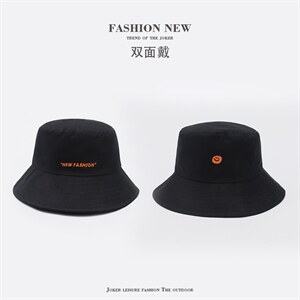 新款帽子韩版潮宽檐字母刺绣双面戴遮阳防晒渔夫帽情侣潮图片