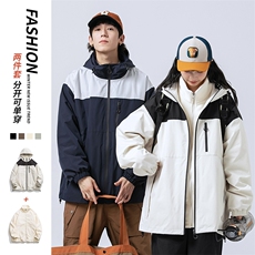 新款港风三合一多口袋宽松时尚港风连帽棉袄外套MY9306P-130，女装短外套，电商A128
