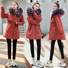 2021冬季新款舒适时尚大毛领派克服，女装棉衣/棉服，贵人树