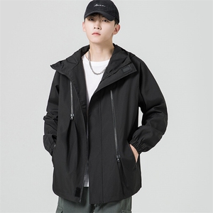 连帽春季冲锋衣男潮流防水夹克外套大码宽松上衣A266-JK8018-P45图片