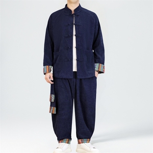 男士外套灯芯绒夹克套装盘扣立领风 XZ1512-2502套装-P130图片