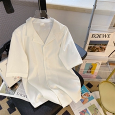 衬衫男短袖韩版潮流暗纹帅气2023夏季新款ins宽松外套CY445-P38，男装衬衫，星座412-3