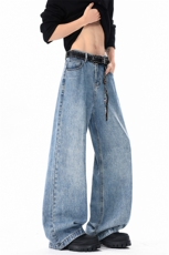 2026春季新款高品质90%棉半松紧腰潮牌阔腿直筒牛仔裤现货，男装牛仔裤，星座1103-4（原1114）