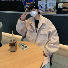美式复古麂皮绒外套男士春秋季宽松翻领麂皮绒夹克LX114P53，男装夹克，星座1116-2