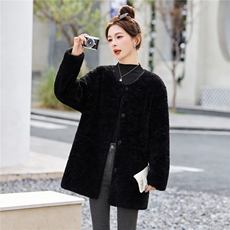 2026春秋冬新品羊羔毛绒外套皮毛一体气质显瘦加厚时尚上衣女大衣，女装羊羔毛/颗粒绒，意芙