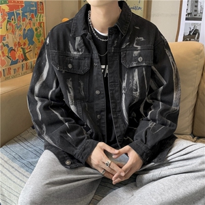 扎染牛仔外套男女春秋2024年复古bf百搭工装夹克上衣~JK3603-p70图片