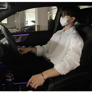 抖音得物品质二开 26春装中性风冰丝休闲长袖衬衣垂感宽松上衣W88图片