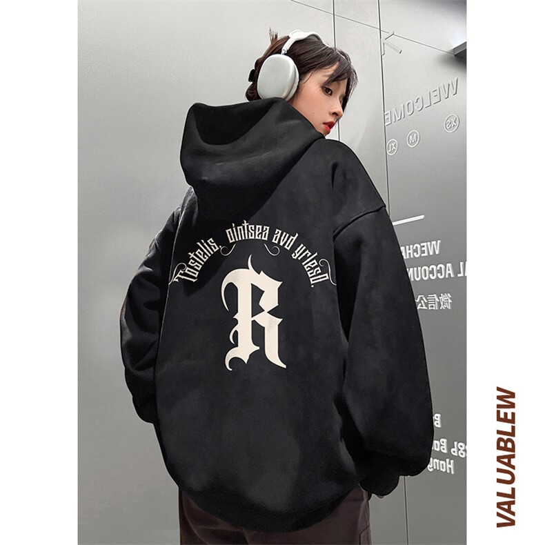！麂皮绒连帽卫衣 直播品质重磅400克R印花JL7073-P45控78图片