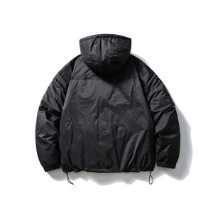 南夏乔装2025冬季新款日系格子暗纹白鸭绒90羽绒服纯色连帽羽绒袄图片