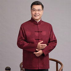 主推春款中老年风唐装外套男中式复古盘扣汉服爷爷过生日外套，男装民族服装，钱塘723