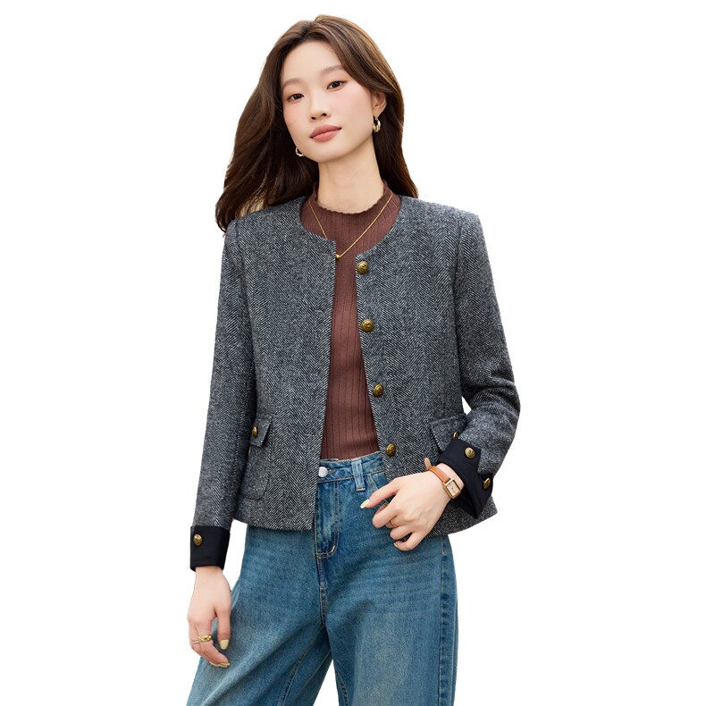 现货2025秋装新款时尚简约百搭气质上衣外套女,女装短外套,苗苗
