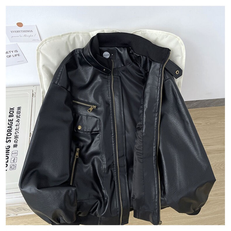 美式复古纹路PU皮衣夹克男女春秋机车服外套JK24-P90,男装夹克,星座308B-2