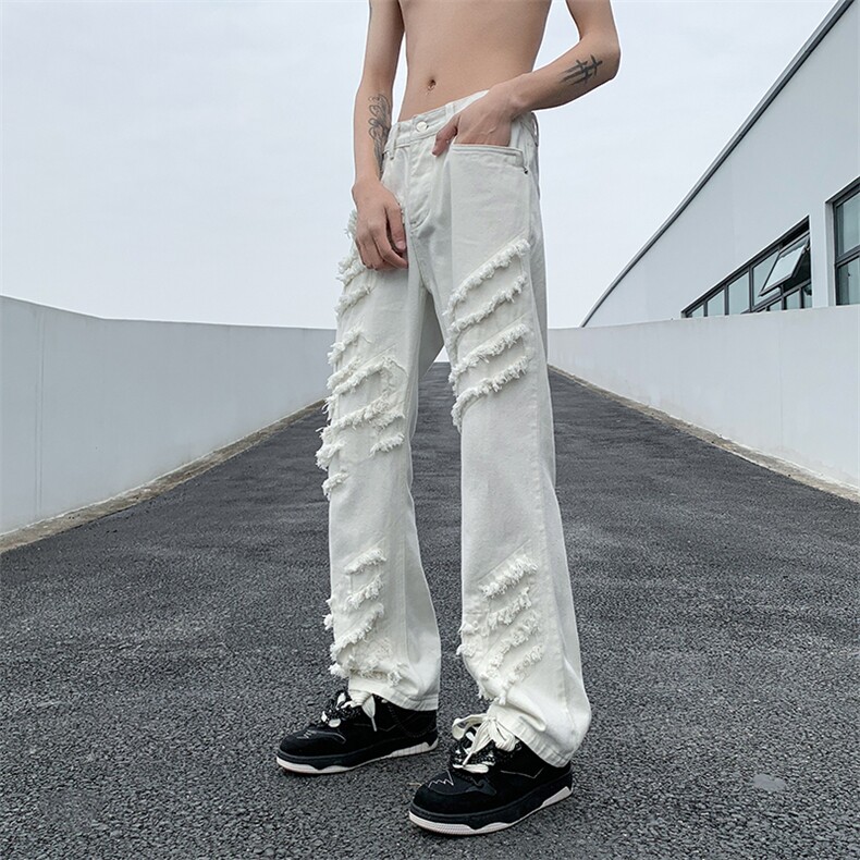 B221美式ins高街暗黑小众情侣个性款休闲牛仔裤LK23051-P65控88,男装牛仔裤,电商B221