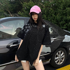 万针全刺绣工艺抖音得物高品质260克重磅纯棉双纱美式高街短袖T恤，男装T恤，电商A486-1