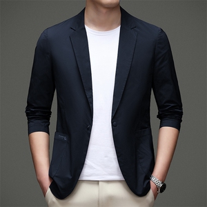 男装西服外套2023春秋季新款爸爸装上衣中青年男士休闲纯色外套
