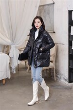 【现货】新款时尚口袋兔毛点缀中长款羽绒服，女装羽绒服，萱萱家