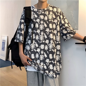 2023夏季趣味满印短袖T恤男女韩版情侣装宽松体恤上衣 T571-P33图片