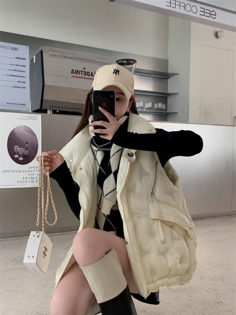 羽绒马甲女2022秋冬新款加厚保暖连帽马夹外穿坎肩，女装马甲，川哲