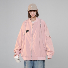 港风拉链原宿风宽松潮牌情侣外套百搭夹克XZ225-3-JK04-P95控125，女装短外套，星座225-3