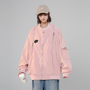 港风拉链原宿风宽松潮牌情侣外套百搭夹克XZ225-3-JK04-P95控125图片