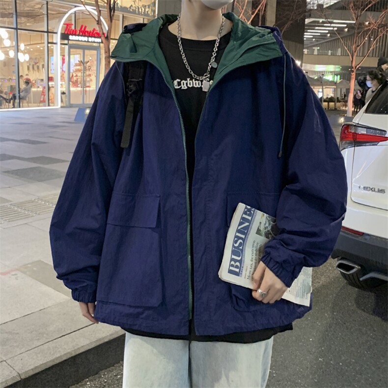 夹克男秋季新款连帽机能外套潮牌ins宽松冲锋衣JK063-P58,男装夹克,星座308B-2