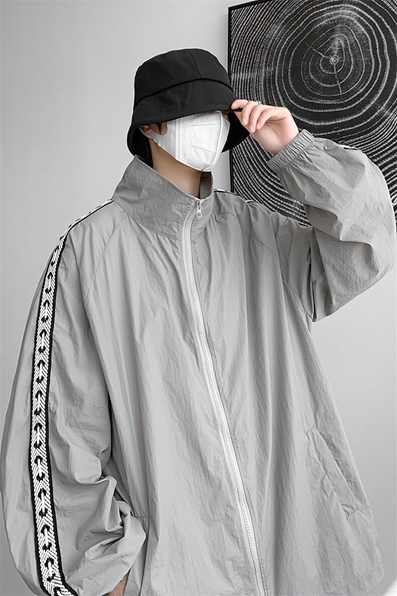 F004-P45夏季新款织带防晒衣男士大码宽松外套纯色透气控58，男装防晒衣，电商B280-1（原A049）