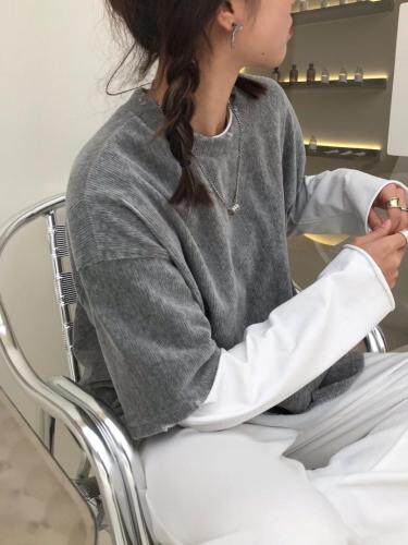 夏季新款灯芯绒磨毛短袖T，女装，Queena PHoebe