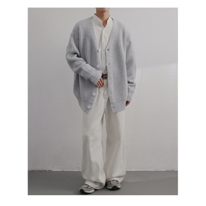 秋上新韩系百搭开衫毛衣潮男V领抗起球慵懒风针织衫2327-P52图片