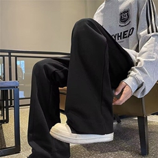 抽绳卫裤男女秋季宽松阔腿裤直筒休闲弯刀裤慵懒风裤子A655/P40，男装休闲裤，星座506
