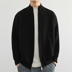 韩版开衫外套男高级感秋季新款潮牌立领夹克宽松毛线衫MY7002P80，男装针织衫/毛衣，星座914